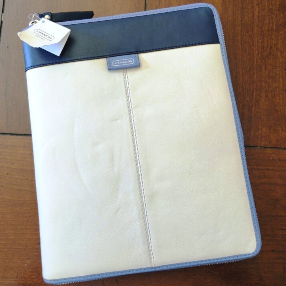 Coach Daisy Spectator Zip IPAD Case Tri-Color Leather in Parchment Multi, NWT